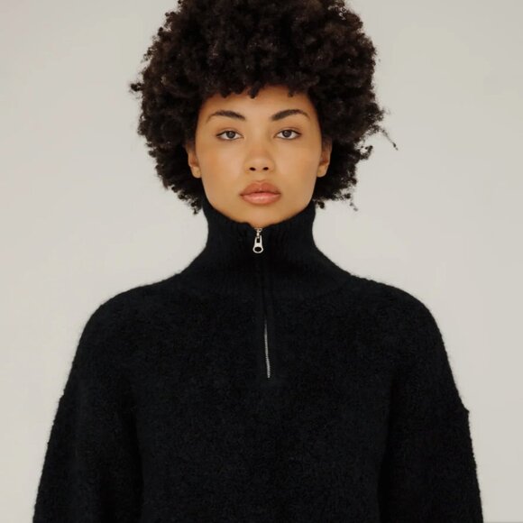 NWT Bare Knitwear Billy Zip Sweater in Classic Black XS - Picture 2 of 9